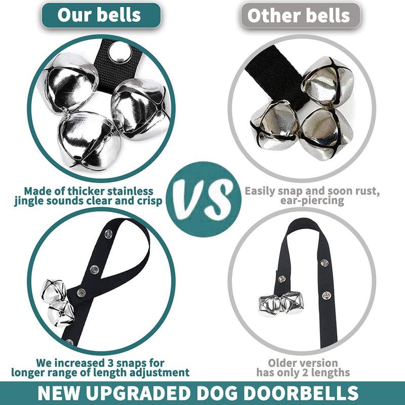 BLUETREE Dog Doorbells Premium Quality Training Potty Great Dog Bells Adjustable Door Bell Dog Bells for Potty Training Your Puppy The Easy Way - 7 Extra Large Loud 1.4 DoorBells 01Black(one pack) - PawsPlanet Australia