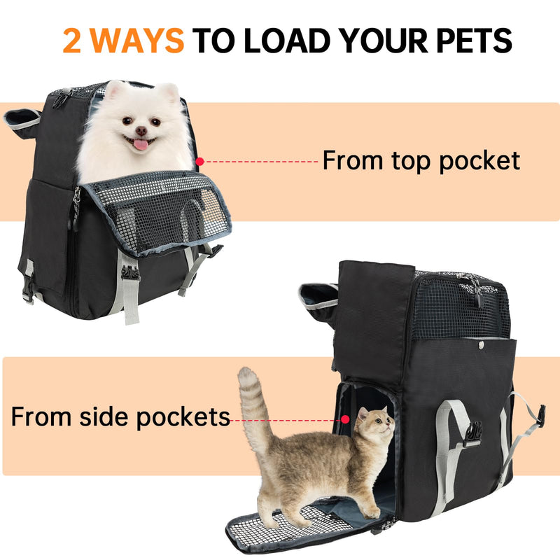 Cat Dog Backpack Carrier for Hiking Travel Portable Pet Daypack-Blue Blue - PawsPlanet Australia