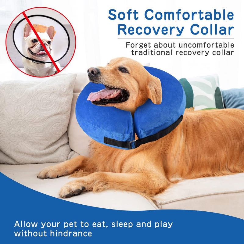 Inflatable Dog Collar - Pet Recovery and Protection Cover, Neck Collar After Surgery, Cone Alternative Blue M