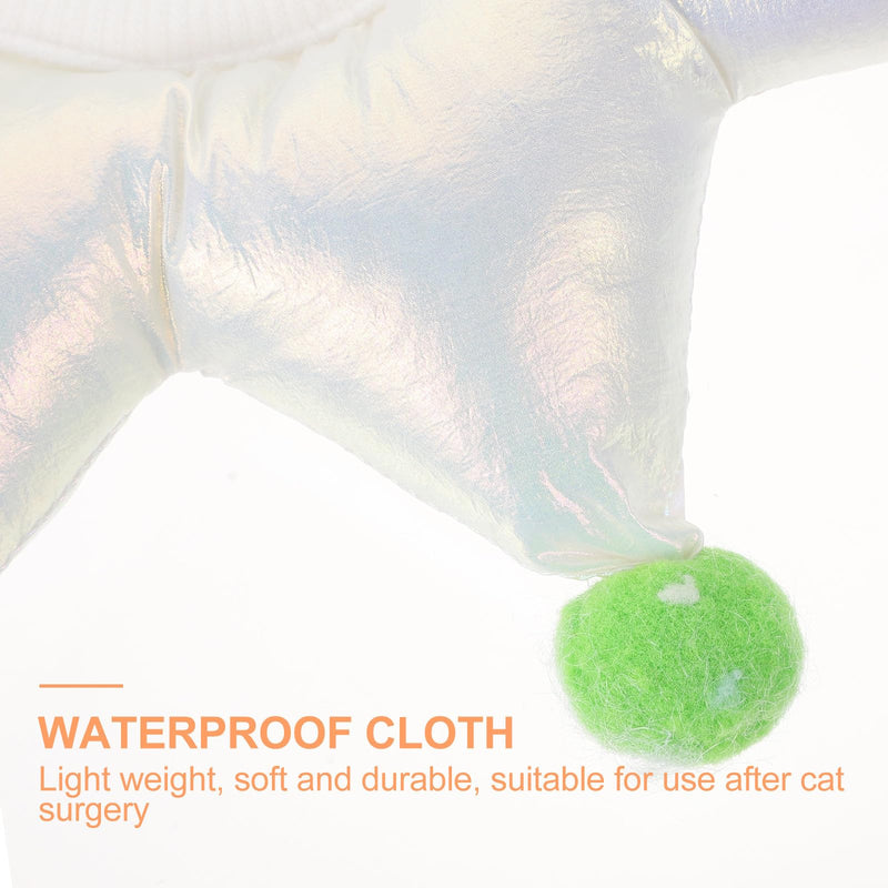 White fabric neck brace for cats, prevents licking during recovery after surgery and protects wounds.