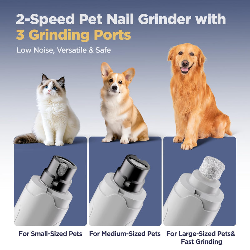 YGGDRA Dog Nail Grinder Upgraded - Professional 2-Speed Super Quiet and Low Vibration Electric Pet Nail Grinder with LED Lights - Painless Paws Grooming & Smoothing for Small to Large Dogs - PawsPlanet Australia