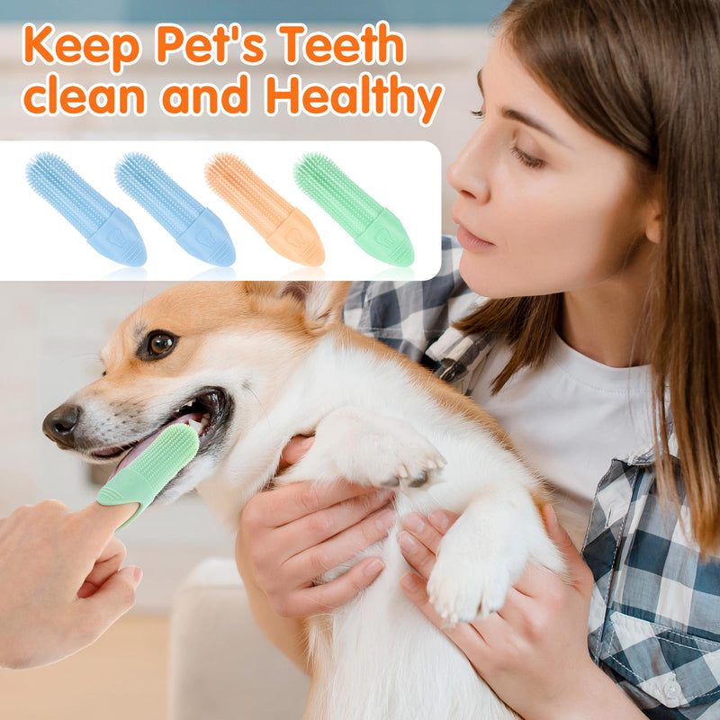4Pcs Dog Toothbrush, Dog Toothbrush Finger for Cats and Dogs, 360° Cleaning Finger Toothbrush for Dogs, Food Grade Silicone Dog Finger Toothbrush Fits Most Fingers - PawsPlanet Australia