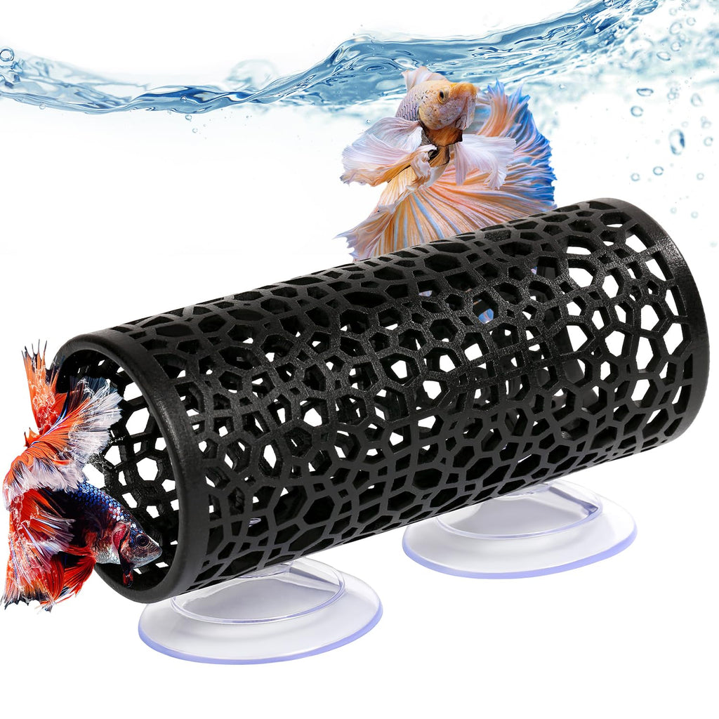 Betta fish toys,Betta tunnel black,Small hole Hollow Betta Fish cave,safer for small fish shrimp Betta guppies,Aquarium decor Fish Tank accessories decorations Hideout Tube