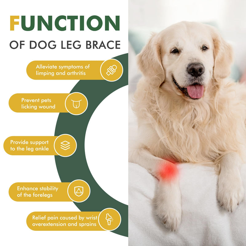 Pair of Dog Leg Braces for Front Hock Joint, Dog Front Leg Wrist Brace with Metal Spring Inserts, Dog Leg Sleeve with Reflective Straps, Prevents Injuries and Sprains, XS/S - PawsPlanet Australia