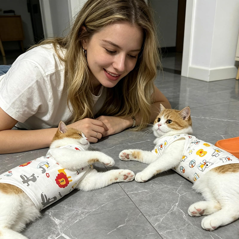 2 Pack Breathable Cat Recovery Suit,Cat Post-Surgery Bodysuit for Kittens After Surgery,Bodysuit for Spayed Female Kittens for Post-Surgery Abdominal Wounds Skin Disease Protection