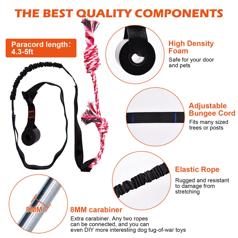 KATOLK Door Anchor Dog Hanging Bungee Tug Toy for Pull Rope and Tug of War, Indoor and Outdoor Pull Interactive Toy, Durable Retractable Tugger Dog Rope Toy with 2 Chew Rope Toys for Dogs and Cats - PawsPlanet Australia