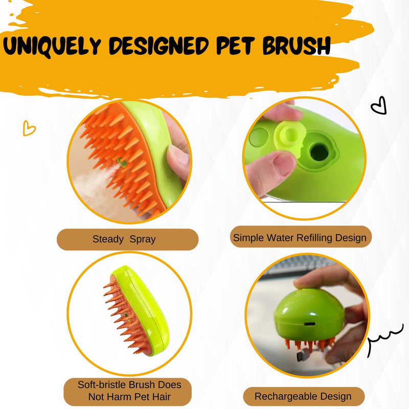 Cat Steam Brush,Steam cat brush,pet steam brush,Cat Brush, 3 In1 Cat Steamy Brush,Cat Grooming Brush,Cat hair steam brush,Steam brush for cats GREEN - PawsPlanet Australia