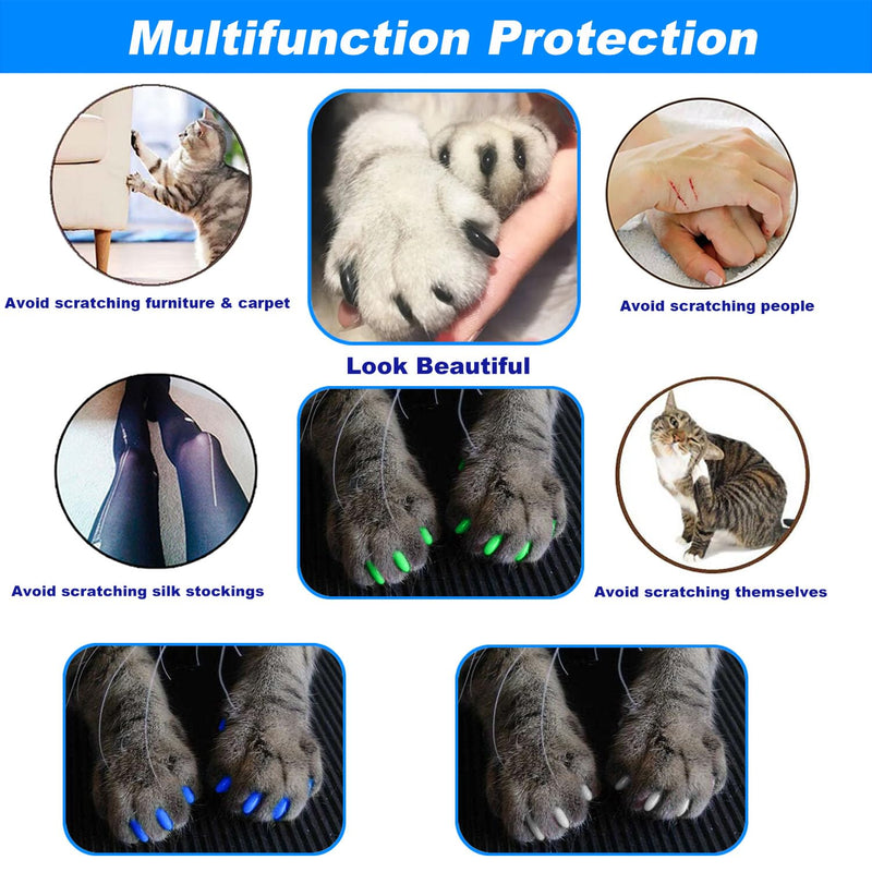 VICTHY 100pcs Boy Cat Nail Caps | Cat Nail Covers Cat Claw Covers for Boy Cat with Adhesive Glue and Applicators (L) Large - PawsPlanet Australia