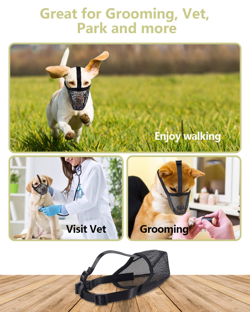 Whongkidz Dog Muzzle for Extra Small Sized Dogs, Air Mesh Dog Mouth Cover Allow Drinking No Biting Chewing for Dogs That Eat Everything (Black, XS) Black XS: 4½”-6½” Snout Circumference - PawsPlanet Australia