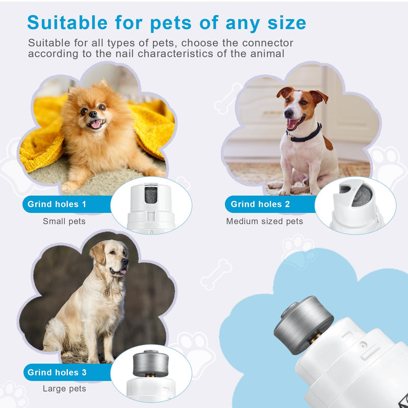 Brifit Dog Nail Grinder, Dog Electric Nail File Grinders, Ultra Quiet Paws Electric Nail Grinder Grooming Kit, Professional Pet Nail Trimmer for Dogs, Cats, Pet and Other Medium & Small Pets White-Blue - PawsPlanet Australia