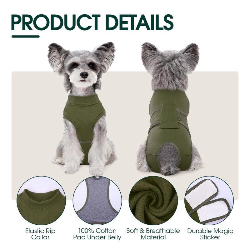 Kuoser L Dog Surgery Recovery Suit, Dog Recovery Suit Female Male Dog Surgical Recovery Vest Dog Post Surgery Body Suit Adjustable Onesies Dog Body Suit after Surgery, Green L(Back:16.1"-20.1";Chest:23.2"-27.6")