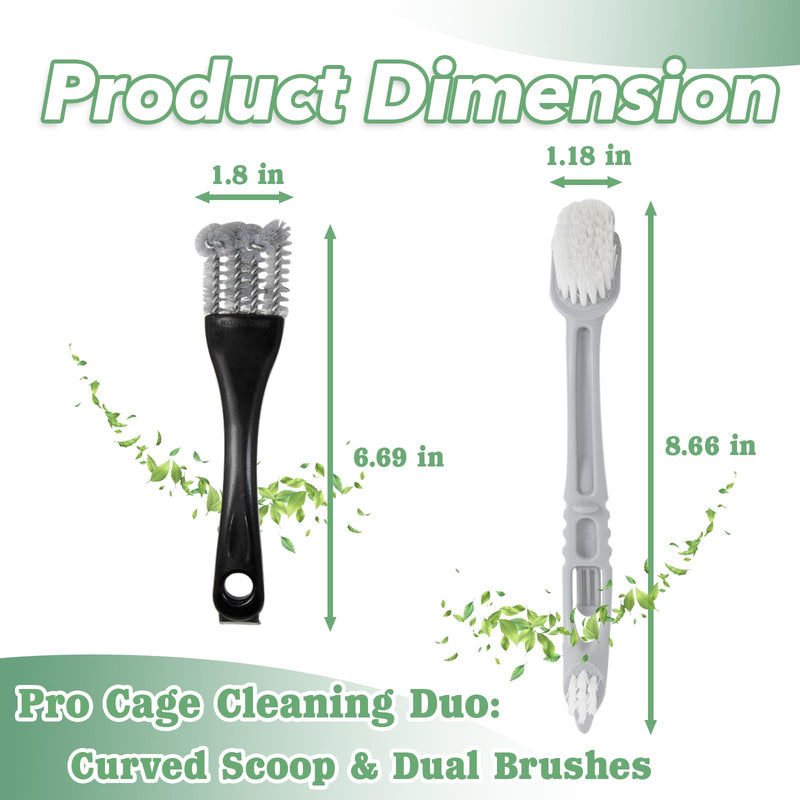 2 Pcs Bird Cage Cleaner Brush & Scoop with Long Handle and Curved Brush Head, 2-in-1 Bird Cage Cleaner with Front and Back Brushes for Kennel, and Parrot Perch Cleaning - PawsPlanet Australia