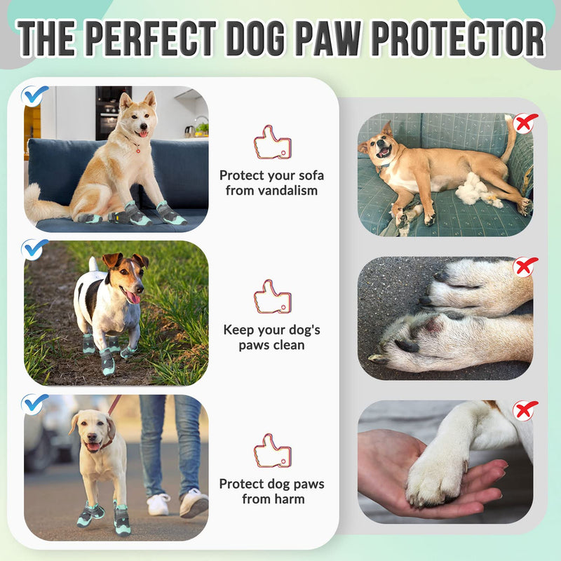 SlowTon Dog Shoes for Large Small Medium Dogs - Breathable Dog Boots for Summer Hot Pavement, Paw Protector for Outdoor Walking Winter Snow, Anti-Slip Rubber Dog Booties for Hardwood Floor (Green, 6) A-Green #6 (Width 2.6 inch) for 52-68 lbs - PawsPlanet Australia