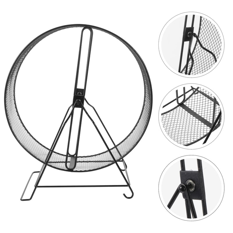 Mikikit Hamster Toys Hamster Wheel, Interesting Hamster Running Wheel Mesh Hamster Exercise Wheel Household Hedgehog Running Toy Hamster with Rack for Hamsters Gerbils Rat Small Pet Hamster Wheel Black3 - PawsPlanet Australia