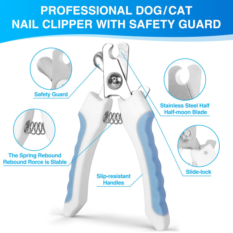 Professional Dog Grooming Scissors with Safety Round Tips, 5 in 1 Dog Grooming Scissors Kit, 4CR Stainless Steel Professional Pet Grooming Shears for Dogs/Cats, Sharp and Durable, Blue - PawsPlanet Australia