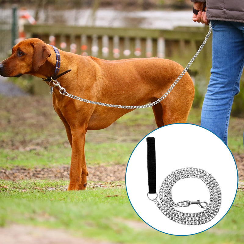 Chain Heavy Duty Metal Dog Leash 6FT Stainless Steel Cuban Link Chain Labor Chew Proof Pet Leash Chain with Soft Padded Handle for Medium Big Dogs Walking,Traffic Training Traveling(20-100 lbs) - PawsPlanet Australia