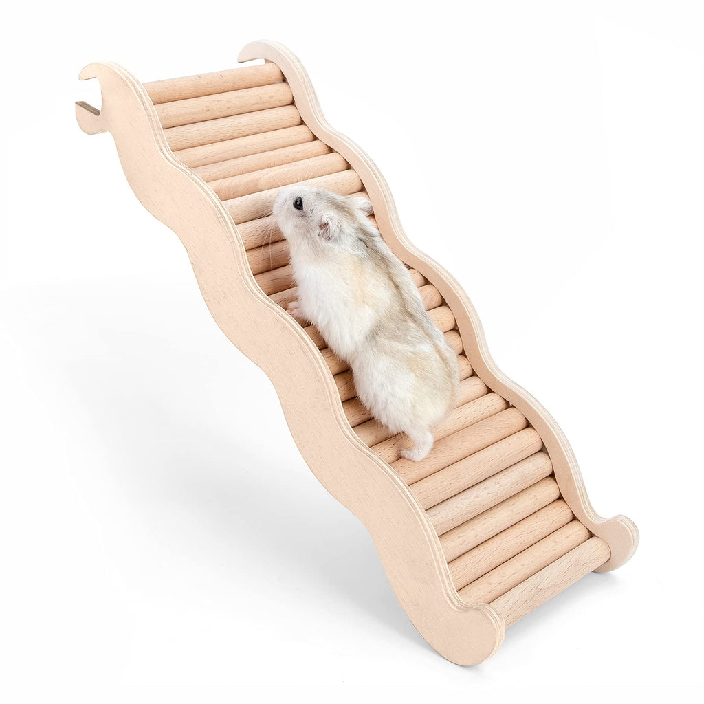 Niteangel Hamster Climbing Toy Wooden Ladder Bridge for Hamsters Gerbils Mice and Small Animals (Large - 10.35'' L)