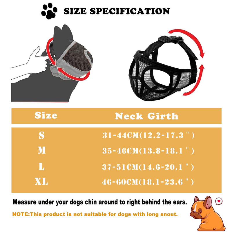 Ohcozzy Short Snout Dog Muzzle, Soft Mesh French Bulldog Muzzle with Enlarged Eye Hole to Prevent Eating Biting Licking(M,Black) M Black - PawsPlanet Australia