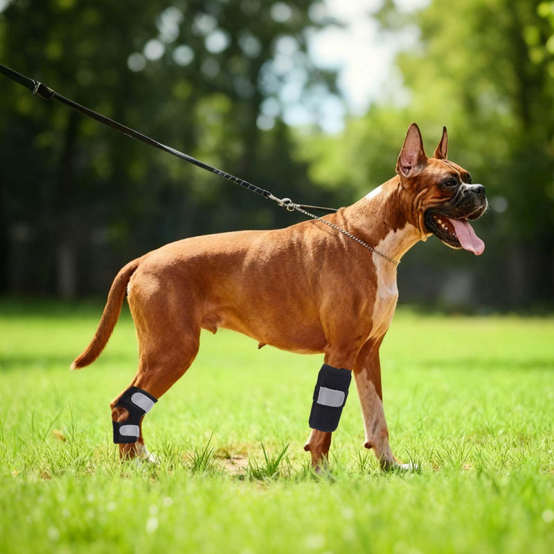 Dog Leg Brace for Back Leg, Ankle Joint Support Brace for Rear Leg with Metal Strips and Safety Reflective Straps (M, Polyester, 2Pcs), for Knee Recovery Prevent M