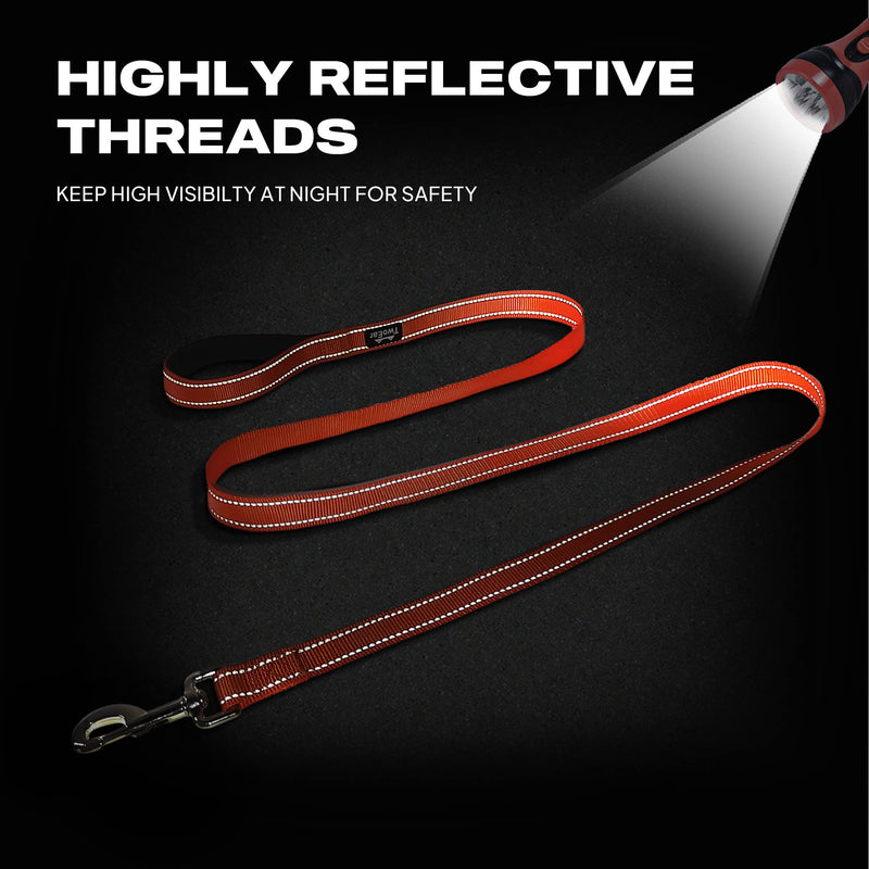 TwoEar Dog Leashes for Large Dogs Heavy Duty, Comfortable Soft Padded Handle, Double-Sided Reflective Nylon Dog Leash for Medium & Large Dogs Walking Orange - PawsPlanet Australia