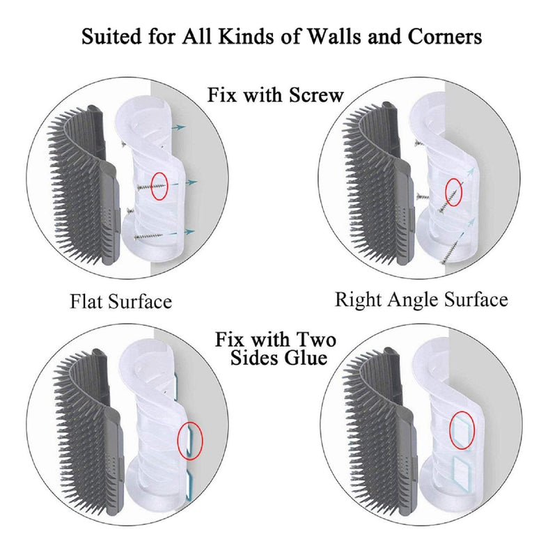 Kingtree Cat Corner Scratcher Self Groomer with Catnip, 2 Pack Softer Cat Face Scratchers Wall Corner Grooming Massage Combs for Long & Short Fur Cats Gray