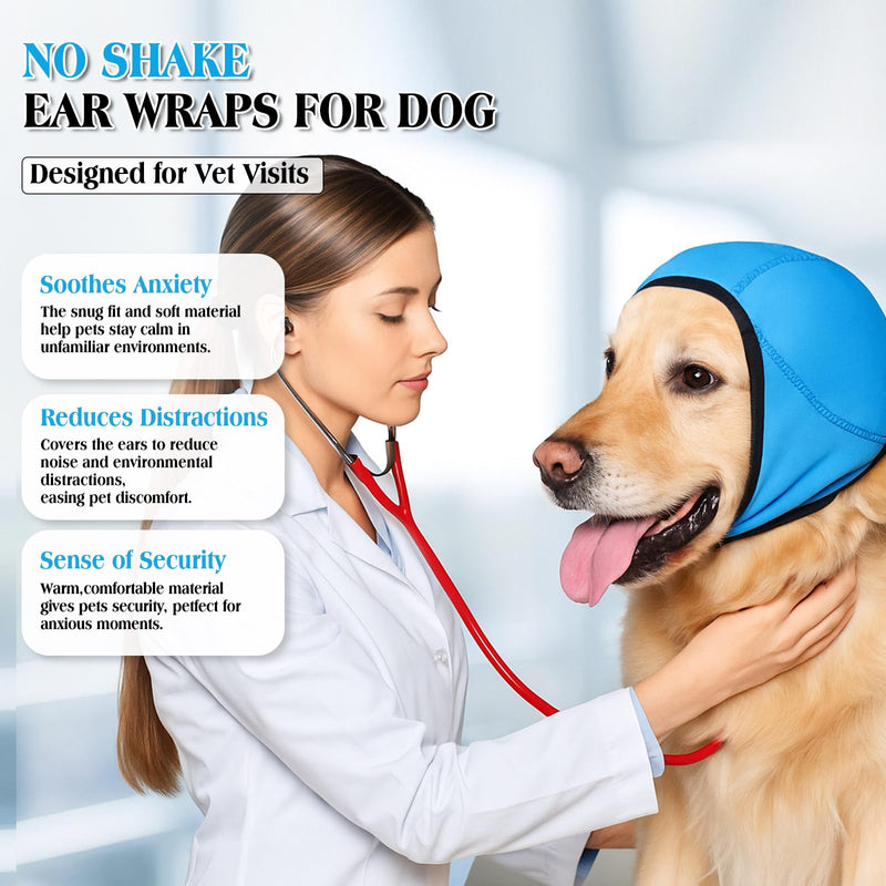 3 Pcs 3 Size Dog Ear Cover Swimming Waterproof Head Wrap for Bath and Grooming, Adjustable Dog Ear Protector, Calming Hood for Thunder, Fireworks, Anxiety