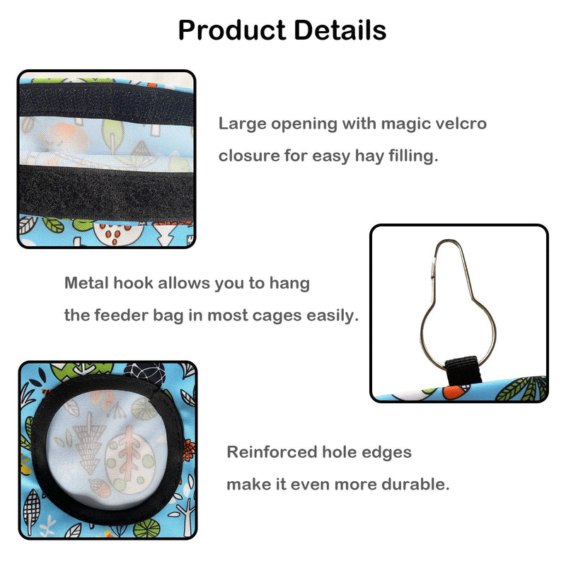 Rabbit Hay Feeder Bag, Guinea Pig Hay Feeder for Cage Small Animal Hanging Feeding Bags Rabbit Hay Dispenser Storage for Rabbits Guinea Pigs Bunnies Chinchillas (Orange,Light Blue, 3 Hole) Orange,Light Blue - PawsPlanet Australia