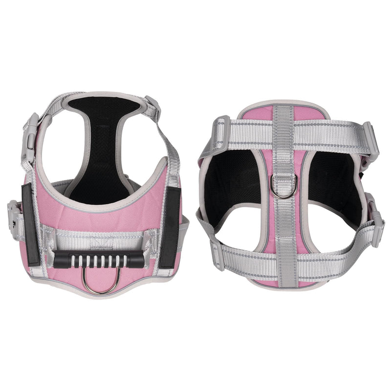 No Pull Dog Harness Dog Harness for Medium Dogs Heavy Duty with Handle No-Pull Service Vest Breed Adjustable Military Walking Training Hunting (Pink,M) PINK - M - PawsPlanet Australia
