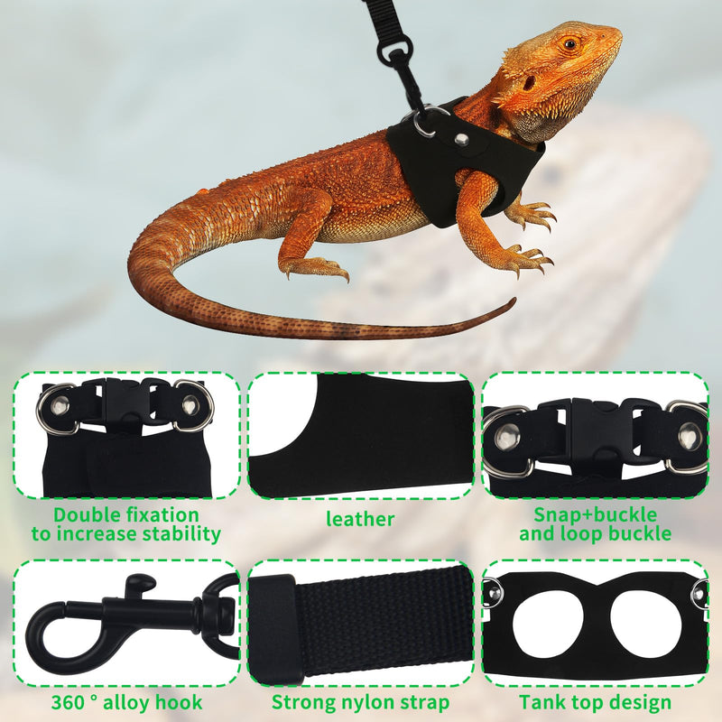 3PCS Bearded Dragon Leash, 3 Size Adjustable Squirrel Bearded Dragon Leash and Harness or Reptile Lizard, Amphibians, Small Animal Walking Vest with Traction Rope (S, M, L) - PawsPlanet Australia