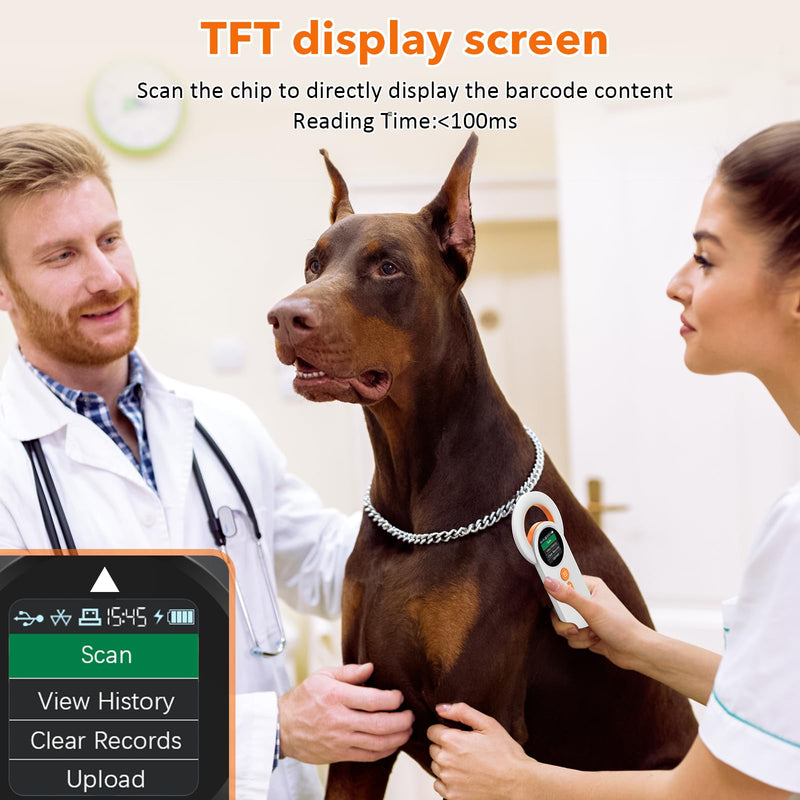 Pet Microchip Scanner Rechargeable RFID EMID Micro Chip Reader Scanner (2.4GHz Wireless+Bluetooth+USB) All in one 1.44” TFT Screen Display ISO11784 / ISO11785 / FDX-B and EMID for Animal/Pet/Dog/Cat DB - PawsPlanet Australia
