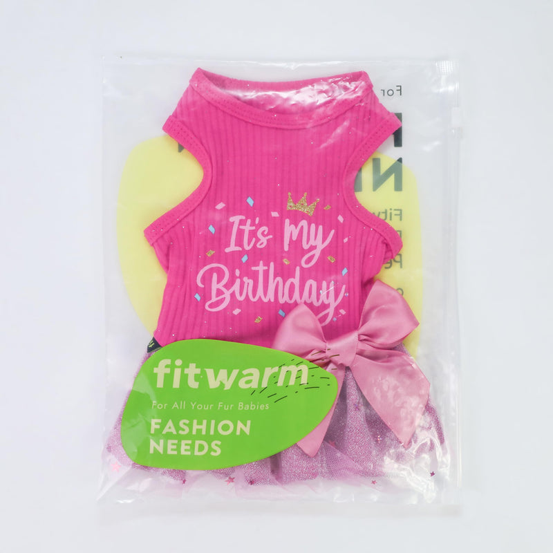 It's My Birthday Dog Dress, Dog Birthday Dress with Bowknot, Dog Clothes for Small Dog Girl, Funny Dog Clothes, Pet Cat Outfit, Pink, Medium It's My Birthday - PawsPlanet Australia