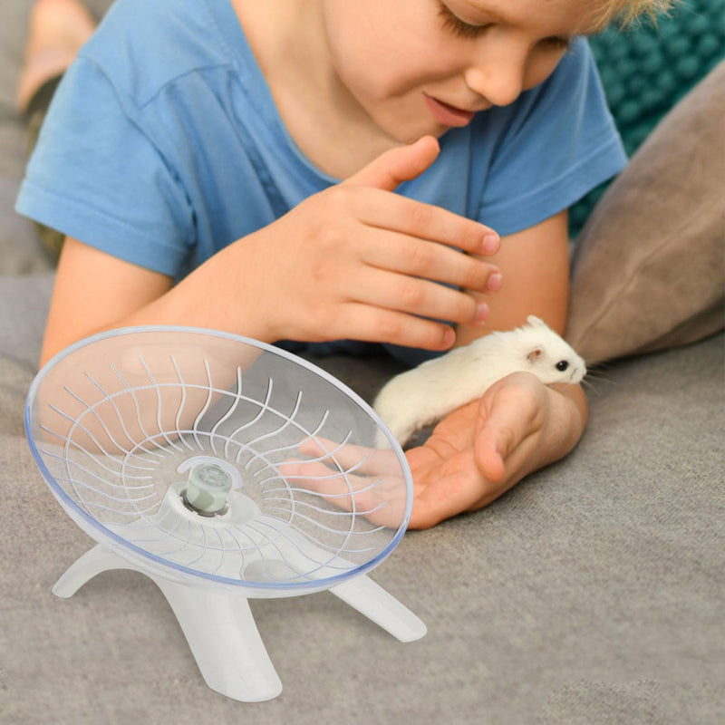 Hamster Wheel Silent Hamster Exercise Wheel Running Spinner Hamster Flying Saucer for Hamsters Gerbils Mice and Other Small Pets (White) White - PawsPlanet Australia