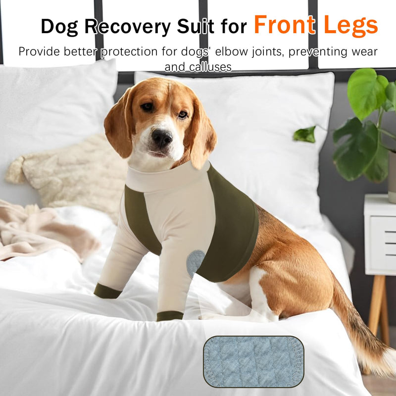 LeLePet Dog Body Suit After Surgery, Dog Front Leg Sleeve Post-Operative Wound Protection, Stretchy Medical Recovery Suit for Large Dogs, Army Green XL
