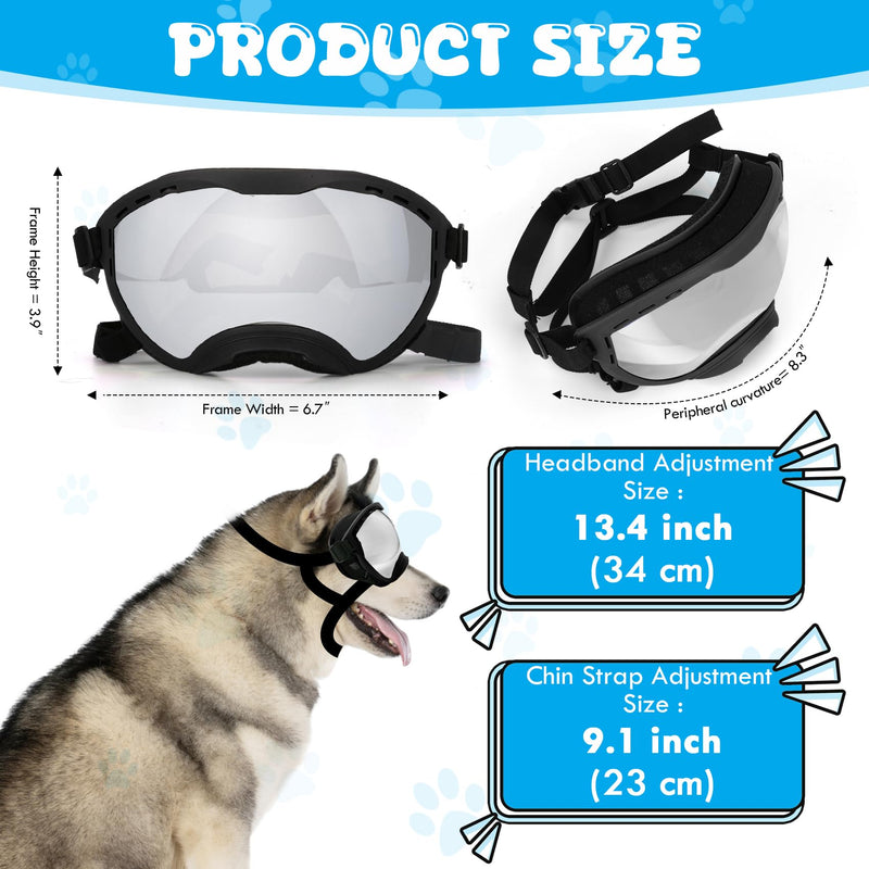 Dog Goggles for Large Dogs, UV Wind Dust Fog Protection, Soft Frame Adjustable Dog Sunglasses, Summer Driving & Winter Snow Eyewear, Tactical Pet Glasses with Elastic Strap (Black) Black - PawsPlanet Australia