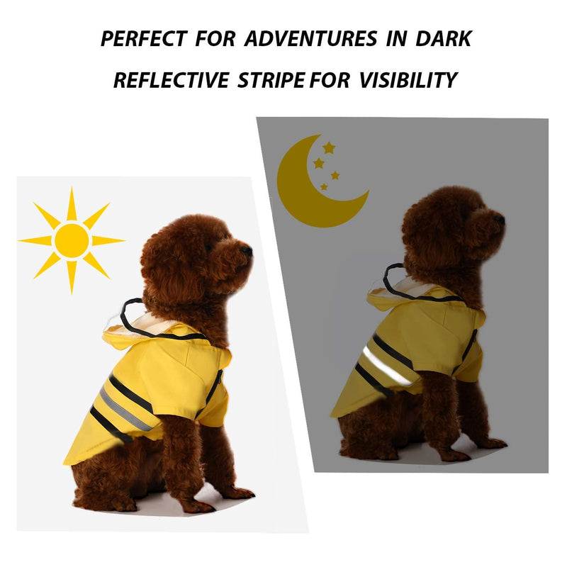 Wizland Reflective Dog Raincoat Dog Rain Jacket with Hood Lightweight Waterproof Rain Coat for Puppies (YELLOW XS) X-Small Yellow