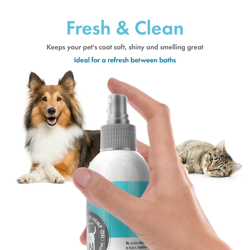 Petkin Hemp Fragrance for Dogs and Cats - With Hemp Oil & Soothing Vanilla Extract, 8 oz - Soothes, Calms & Conditions - Keeps Pet Smelling Great - For Home, Travel & Use on Pet Bedding