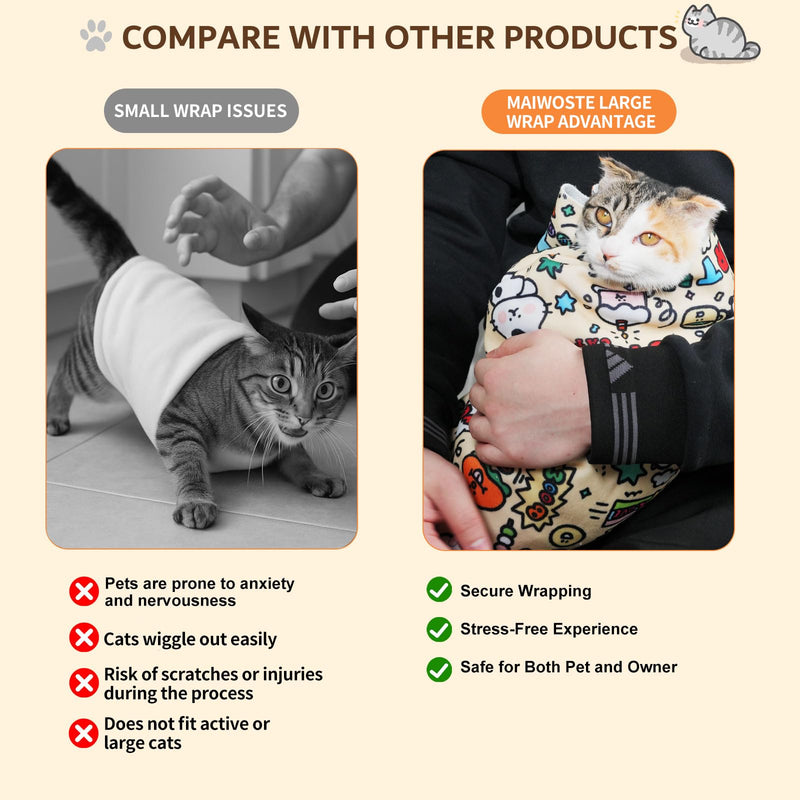 35.5" Extra Large Cat Grooming Wrap – Anti-Escape Cat Wrap for Cutting Nails, Brushing & Medication – Soft, Comfortable, Reusable, Self-Adhering, Holds Cats Up to 22lbs (Elephant Cat) Elephant CAT XL - PawsPlanet Australia
