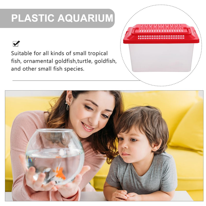 Portable Fish Tank Handheld Aquarium Transparent Turtle Box Compact Plastic Pet Hamster Carrier 7.08X4.33X4.33 Inches for Travel and Home Use 18x11cm