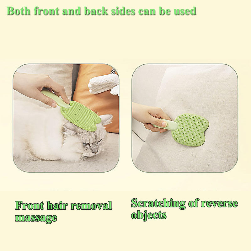 Cat Brush for Shedding Dog Brush Hair Cleaning Comb Bath Massage Tool for Shedding & Grooming, Remove Loose Hair, Cat Shape, Silicone Bristles (Green) Green - PawsPlanet Australia
