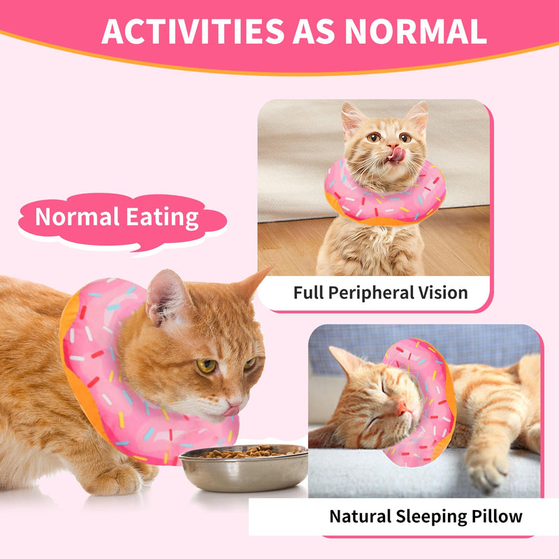 Cat Cone Collar Soft,Adjustable Cat Recovery Collar for Wound Healing Cute Donut Adjustable Kitten Cones to Stop Licking Elizabethan e Collar that can Protect Head and Foot Wounds baby blue Medium