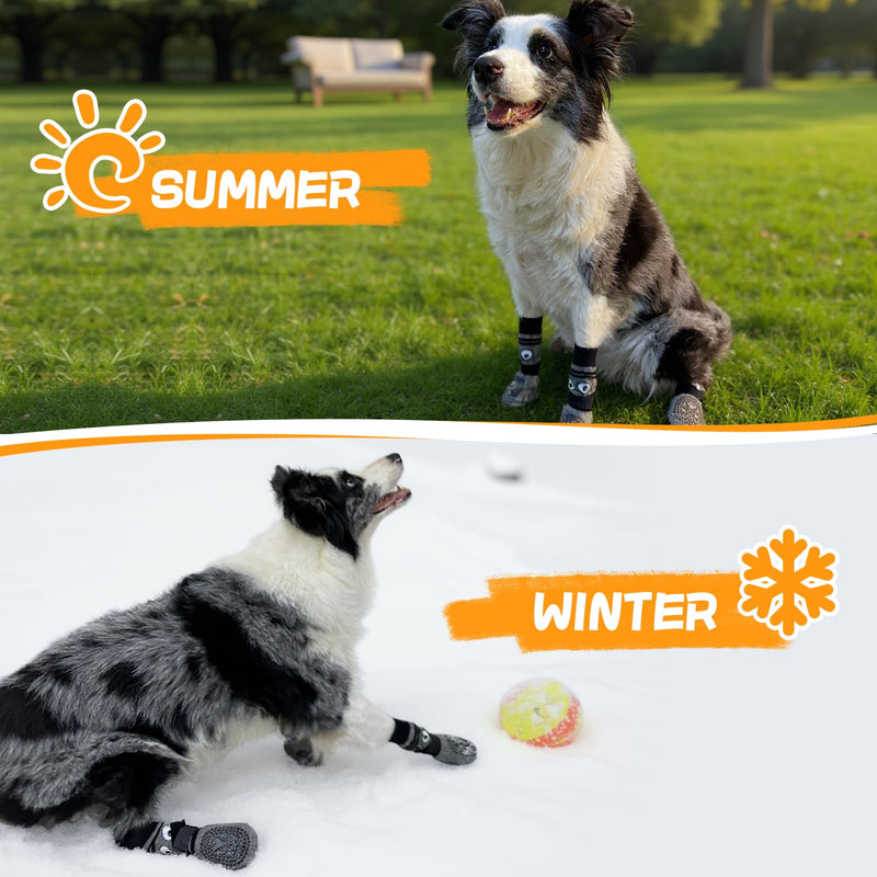 Non-Slip Dog Socks & Owner Sock Set- Extra-Grip, Paw Protection for Senior & Active Dogs Grey L - PawsPlanet Australia