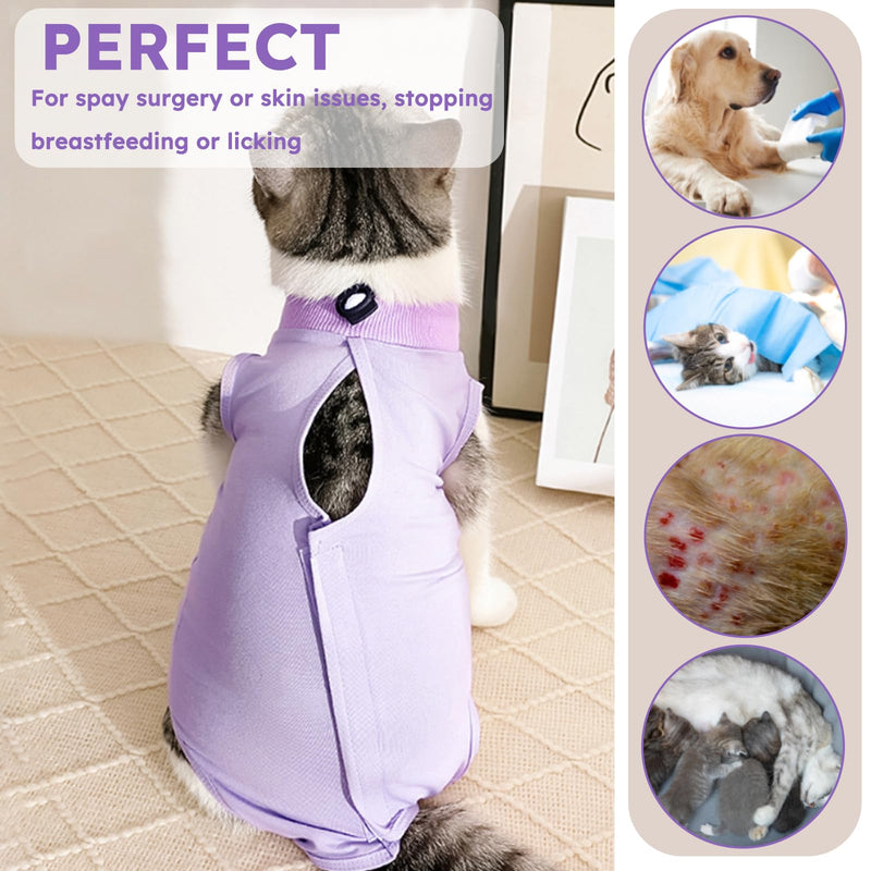 Cat Recovery Suit for Abdominal Wounds or Skin Diseases,Kitten Onesie for Cats After Surgery Wear Surgical Spay Suit for Female Cats Kitten Cone of Shame Alternative-Purple(S) Purple Small - PawsPlanet Australia