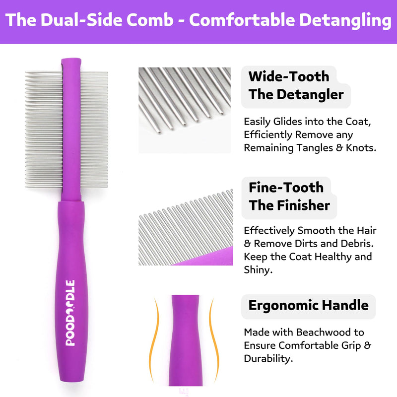 Pain-Free Dematting Comb Kit for Dogs & Cats, Dematting Rake & Detangling Dual-Side Comb Set, Dematting Brush for Dogs & Cats, Pet Grooming Tools Kit for Poodle Doodle & All Long Haired Pets - PawsPlanet Australia