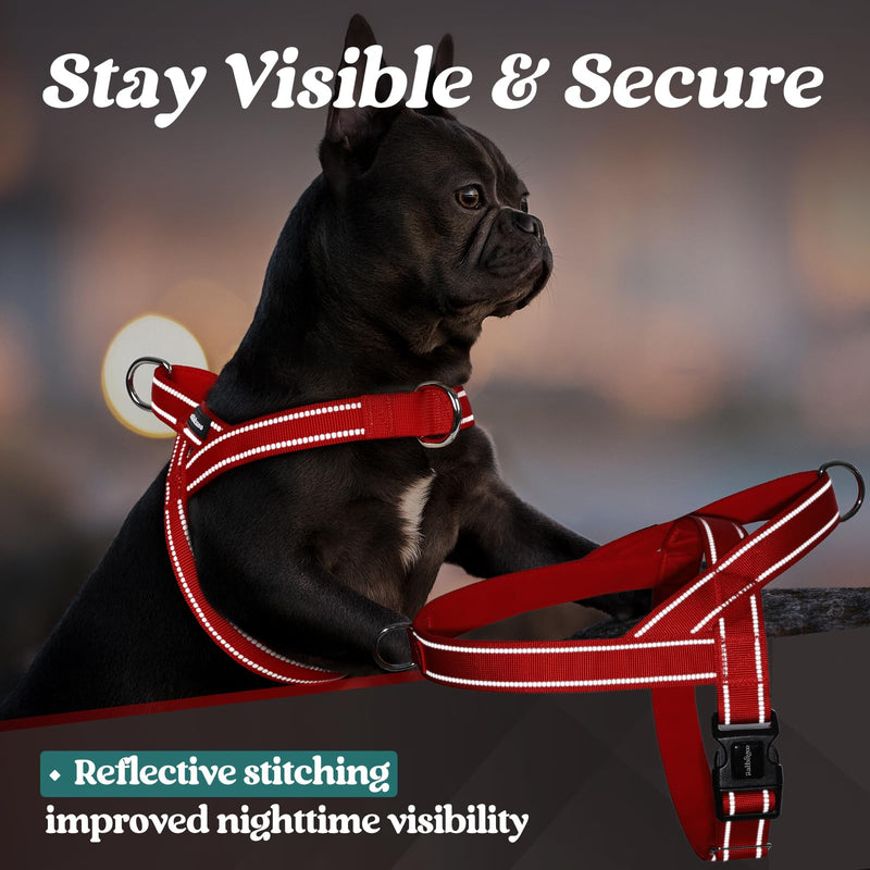 rabbitgoo Dog Harness No Pull, Quick Fit for Small Dogs with Soft Padded Handle, Chest Adjustable Reflective Pet Vest, No Choke Escape Proof for Walking Training, Red M - PawsPlanet Australia