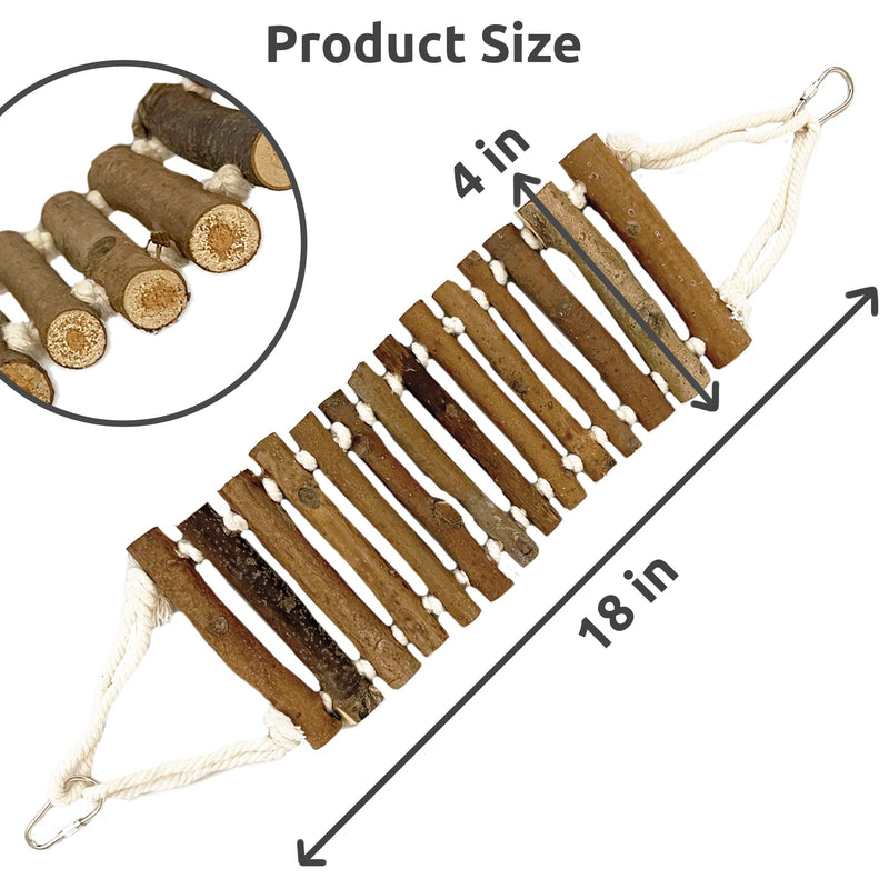 SIMENA Bird Cage Ladder, Parrot Bridge Made of Natural Wood and Rope, Interactive Bird Toy for Small and Medium Sized Birds and Parrots, Parakeets, Cockatiels, Amazon Parrots, Conures etc. Swing Ladder with Rope - PawsPlanet Australia