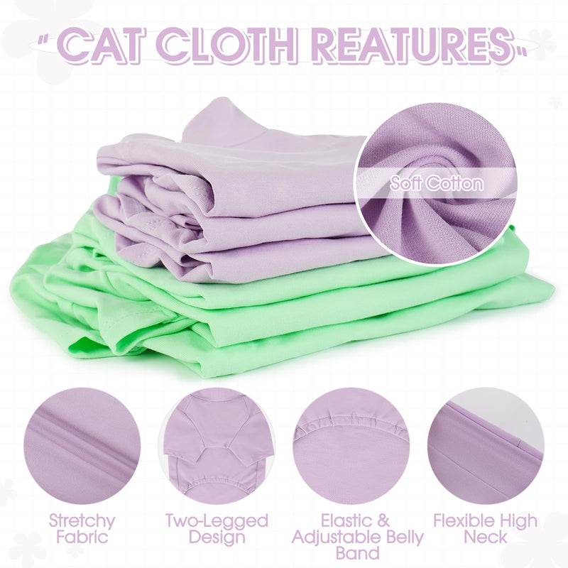 Sphynx Hairless Cat Clothes, Soft Cotton Pullover Turtleneck Shirt with Sleeves for Kitten Puppy Small Dogs, Cat Pajamas for All-Season - Purple XL X-Large - PawsPlanet Australia