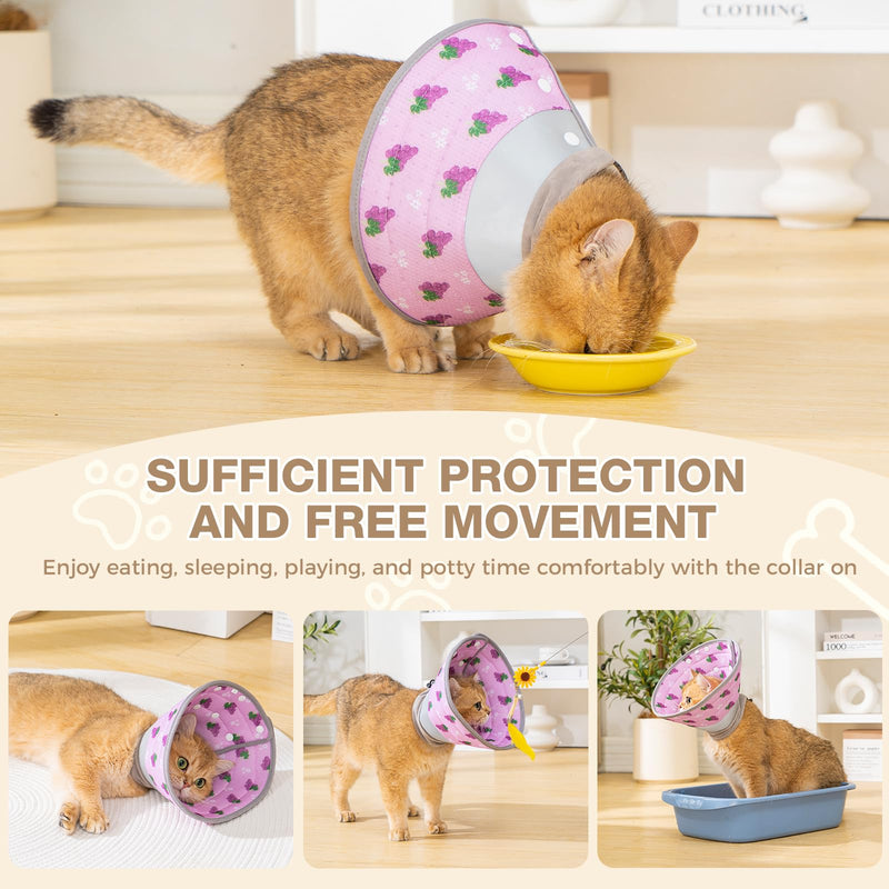 Avont Cat Cone Collar Soft to Stop Licking, Adjustable Foldable Lightweight Kitten Recovery Collar After Surgery for Small Dogs, Elizabeth Cone of Shame Alternative -Grape(M) Grape Medium