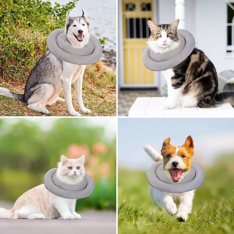 IBLUELOVER Collar Dog Cat Protective Collar Waterproof Protective Collar Antibite Elizabethan Collar Soft Dog Collar for Pets After Surgery Injury Recovery L gray