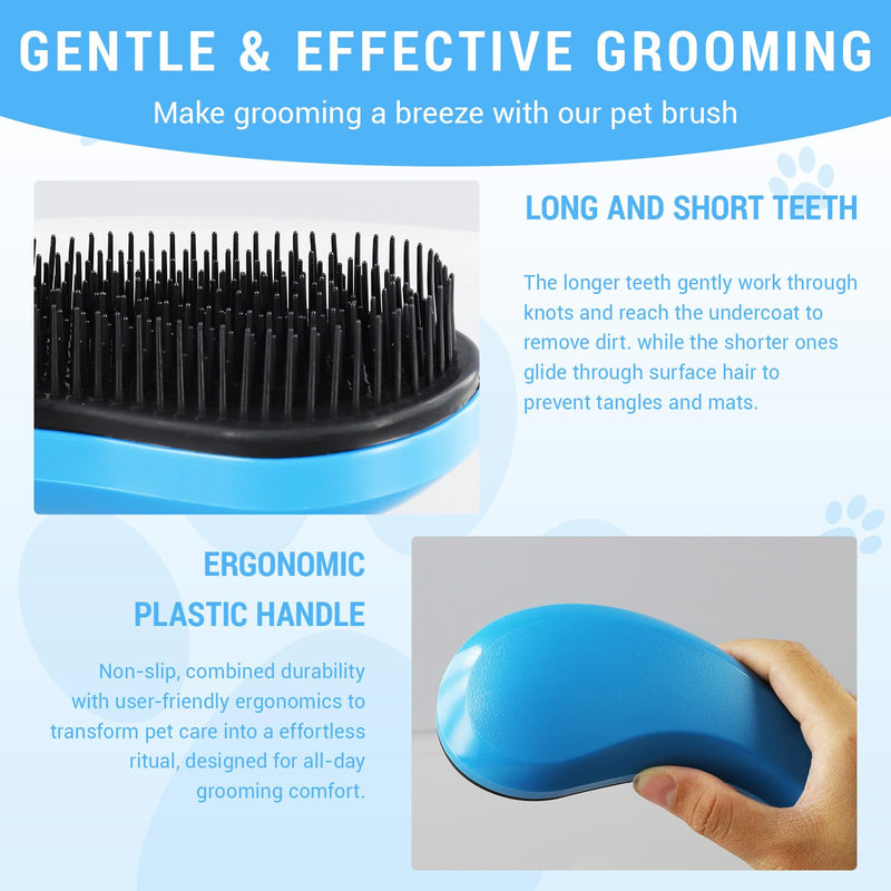 Small Dog Brush - Puppy Brush Grooming Tool for Teddy Yorkies Maltese, Gentle Hair Remover for Easy Pet Grooming at Home (Blue) - PawsPlanet Australia