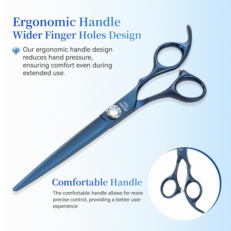 7 inch Matte Blue Straight Dog Grooming Scissors Professional 440C Stainless Steel Dog Shears Smooth Cutting Comfortable Grip and Easy to Use for Groomers and Home Use - PawsPlanet Australia